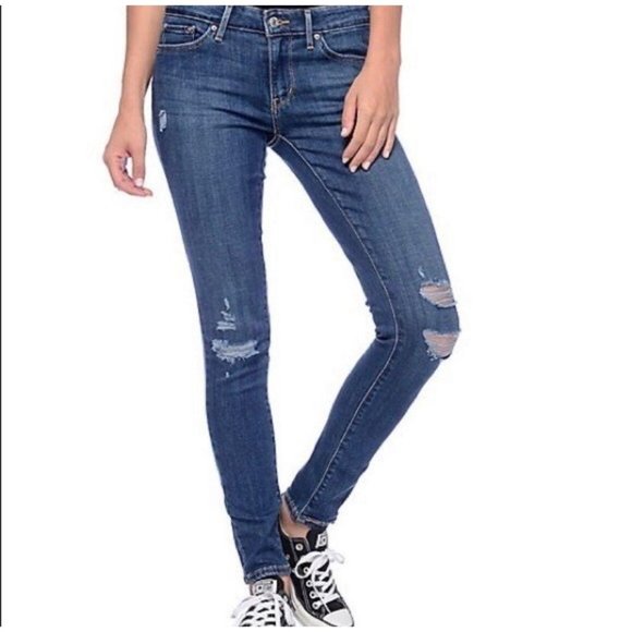 Levi's Denim - Levi’s 711 Skinny Jeans Distressed Medium Wash 24